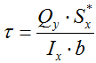 Формула для расчета касательных напряжений в произвольной точке сечения