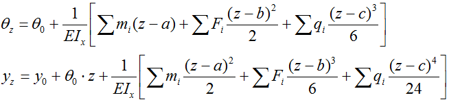 Уравнения метода начальных параметров