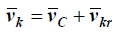 Сумма скорости центра масс системы и относительной скорости k-й точки