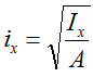 Формула радиуса инерции стержня