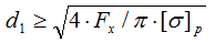 Формула для расчета диаметра резьбы