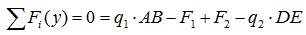 Уравнение суммы проекций сил для балки