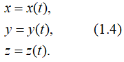 Уравнения координатного способа задания движения точки