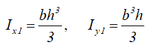 Моменты инерции прямоугольника относительно смещенных осей