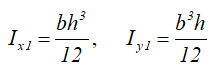 Моменты инерции прямоугольного треугольника относительно смещенных осей