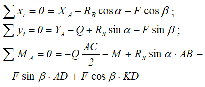Уравнения равновесия невесомой конструкции