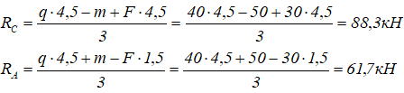 Решения уравнений моментов определяет величину и знак реакций опор балки