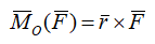 Формула величины момента силы относительно точки в векторной форме