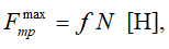 Формула максимального значения силы трения через нормальную реакцию и коэффициент трения