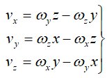 Формулы для расчета проекций скорости точки на оси подвижной системы координат