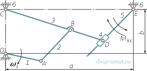Кинематическая схема плоского рычажного механизма