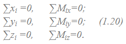 Шесть уравнений равновесия произвольной пространственной системы сил